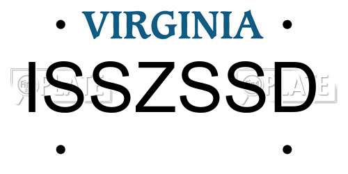 ISSZSSD Virginia License Plate