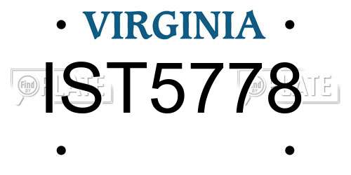 IST5778 Virginia License Plate