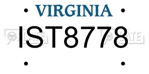 IST8778 Virginia License Plate