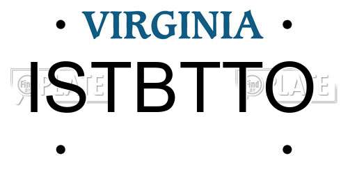 ISTBTTO Virginia License Plate