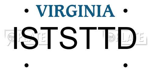ISTSTTD Virginia License Plate