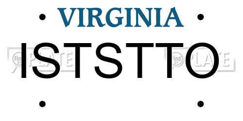 ISTSTTO Virginia License Plate