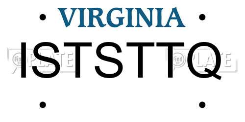 ISTSTTQ Virginia License Plate