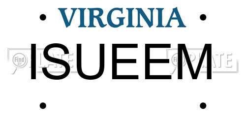 ISUEEM Virginia License Plate