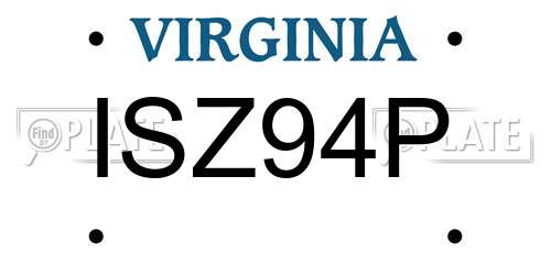 ISZ94P Virginia License Plate