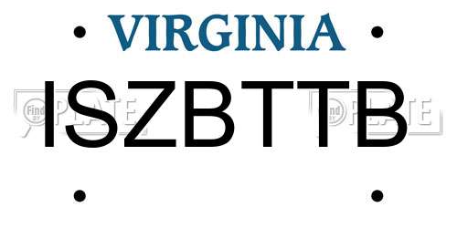 ISZBTTB Virginia License Plate