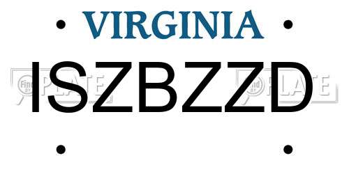 ISZBZZD Virginia License Plate