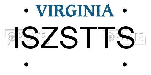 ISZSTTS Virginia License Plate