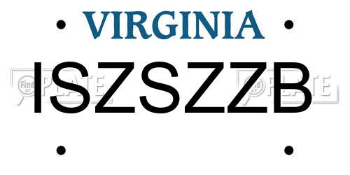 ISZSZZB Virginia License Plate