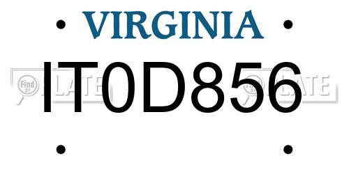 IT0D856 Virginia License Plate