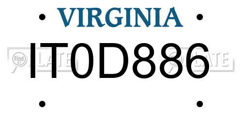 IT0D886 Virginia License Plate