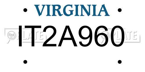 IT2A960 Virginia License Plate