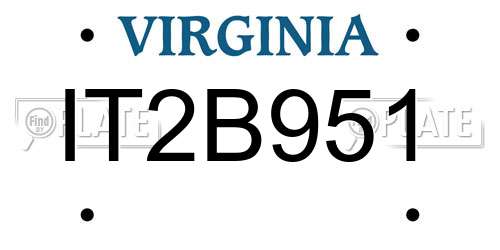 IT2B951 Virginia License Plate