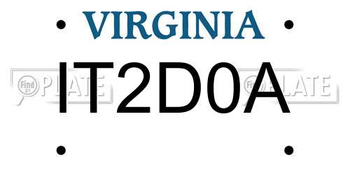 IT2D0A Virginia License Plate