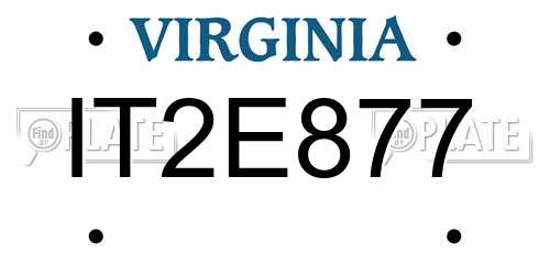 IT2E877 Virginia License Plate
