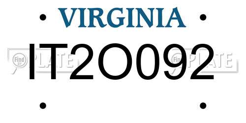 IT2O092 Virginia License Plate