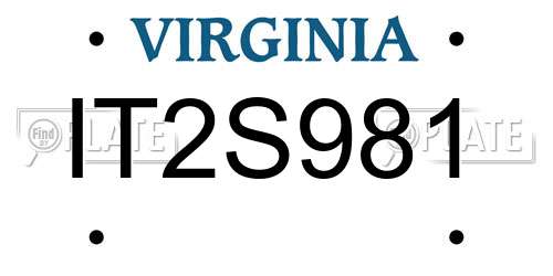 IT2S981 Virginia License Plate