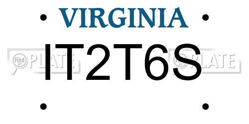 IT2T6S Virginia License Plate