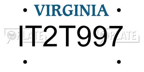 IT2T997 Virginia License Plate