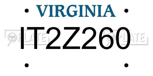 IT2Z260 Virginia License Plate