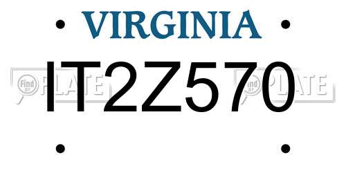 IT2Z570 Virginia License Plate