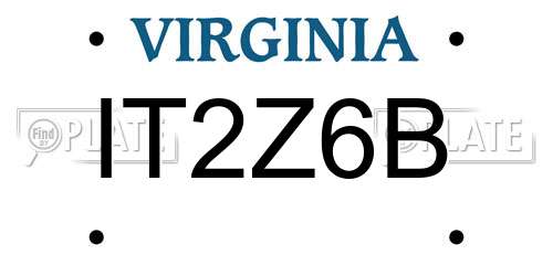IT2Z6B Virginia License Plate