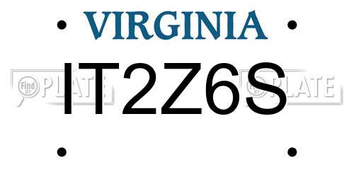 IT2Z6S Virginia License Plate