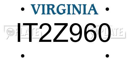 IT2Z960 Virginia License Plate
