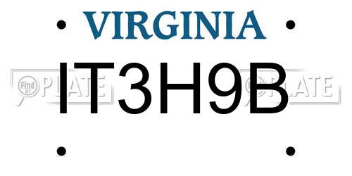 IT3H9B Virginia License Plate