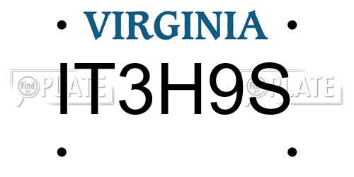 IT3H9S Virginia License Plate