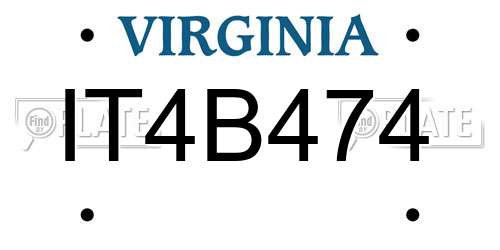 IT4B474 Virginia License Plate
