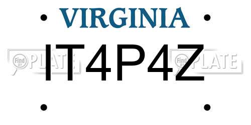 IT4P4Z Virginia License Plate