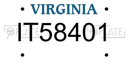 IT58401 Virginia License Plate