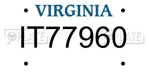 IT77960 Virginia License Plate