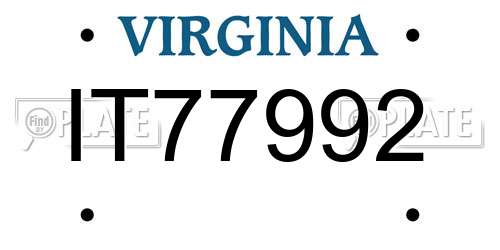 IT77992 Virginia License Plate