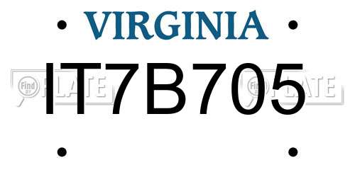 IT7B705 Virginia License Plate
