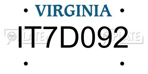 IT7D092 Virginia License Plate