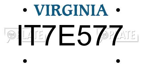 IT7E577 Virginia License Plate