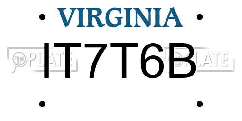 IT7T6B Virginia License Plate