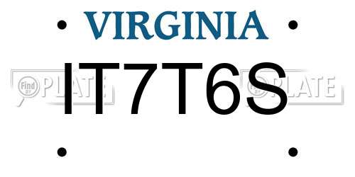 IT7T6S Virginia License Plate