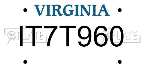 IT7T960 Virginia License Plate