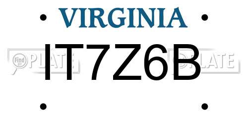 IT7Z6B Virginia License Plate