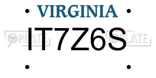 IT7Z6S Virginia License Plate