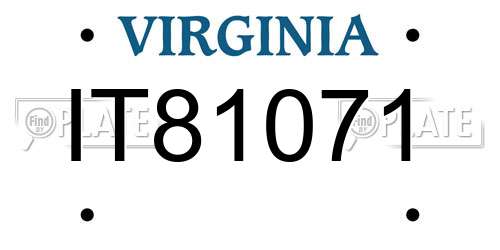 IT81071 Virginia License Plate