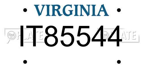 IT85544 Virginia License Plate