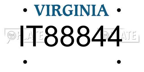IT88844 Virginia License Plate