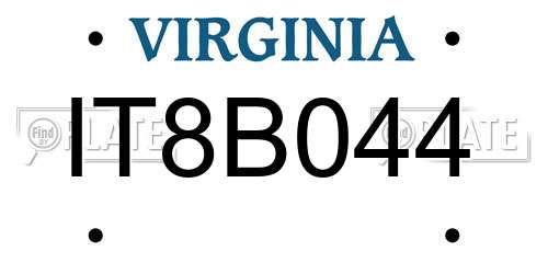 IT8B044 Virginia License Plate