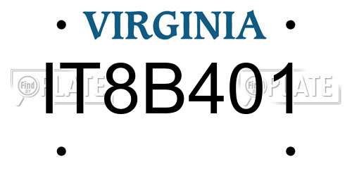 IT8B401 Virginia License Plate