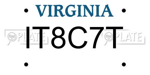 IT8C7T Virginia License Plate