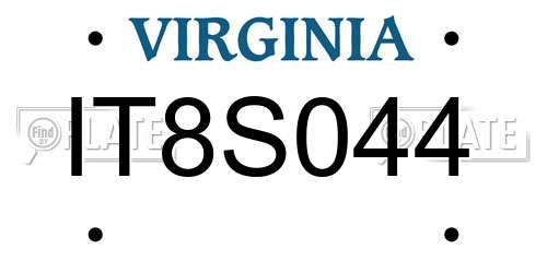 IT8S044 Virginia License Plate